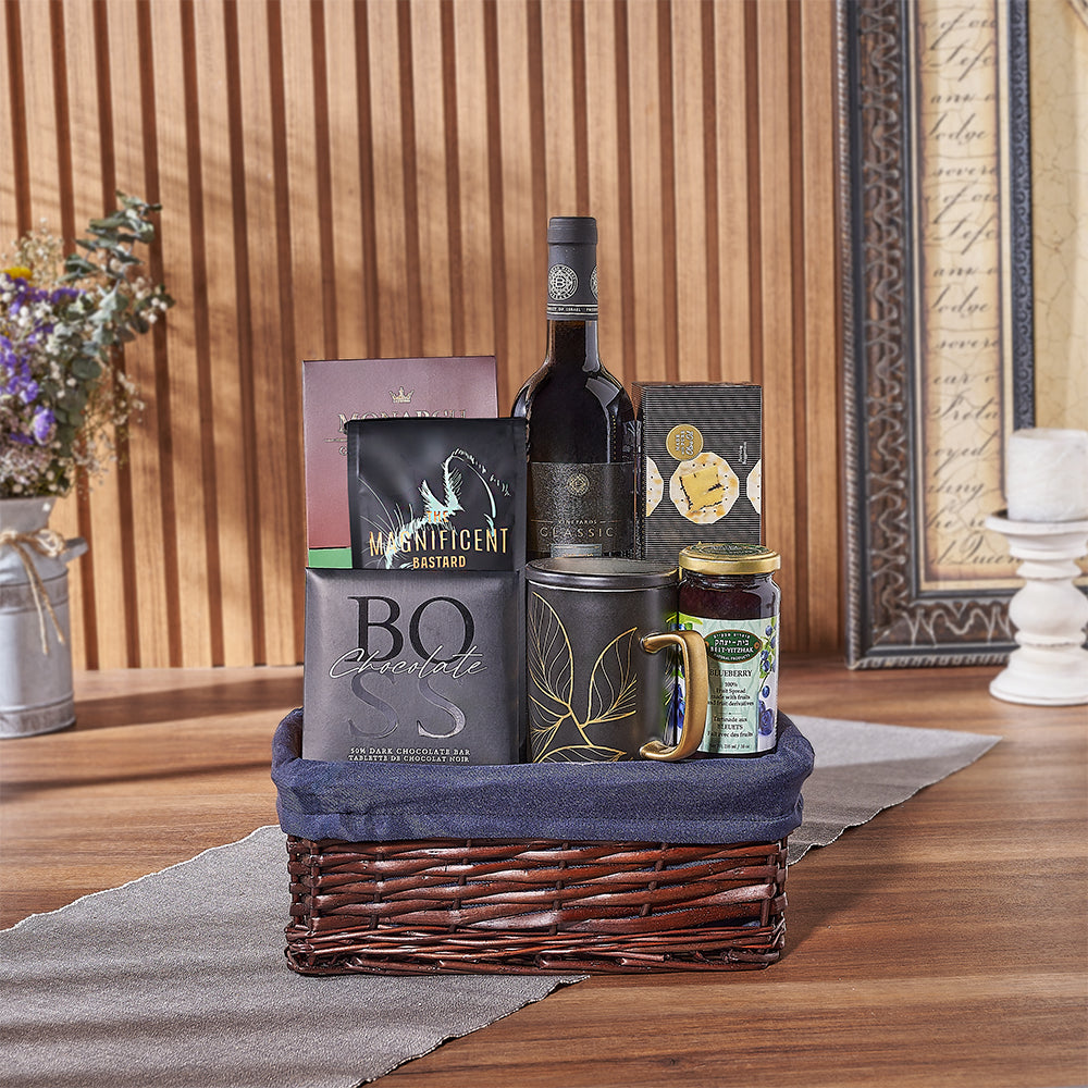 Happy Hanukkah Wine Gift Basket from Boston Baskets - Wine Gift Set - Boston Delivery