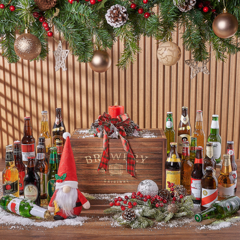 Festive Beer and Santa Gift Basket – how the gift is presented