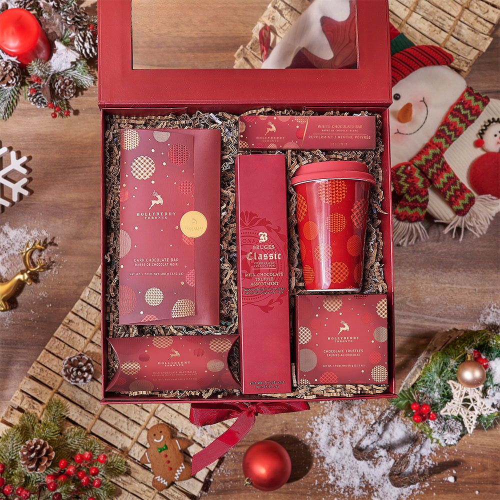 Festive Peppermint Chocolate Gift Basket – how the gift is presented