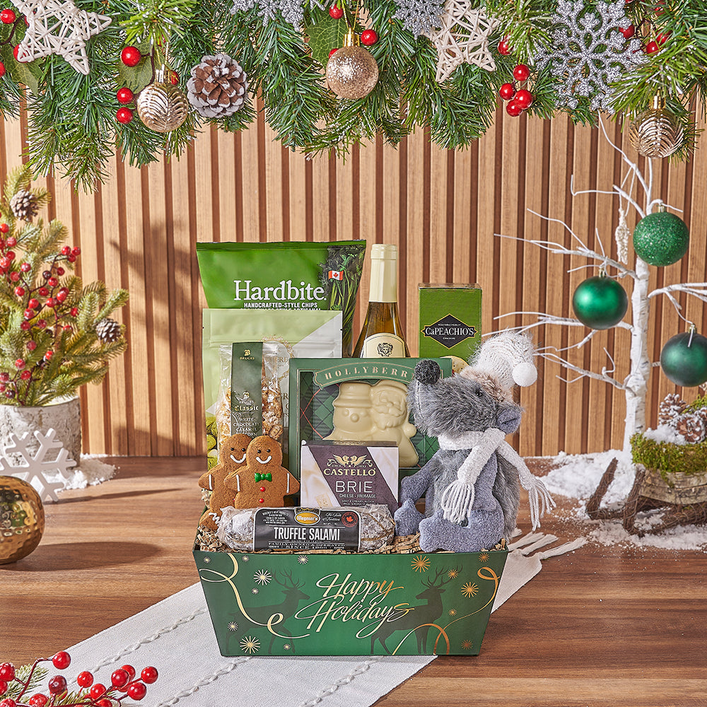 Wine Gift Basket with White Chocolate – how the gift is presented