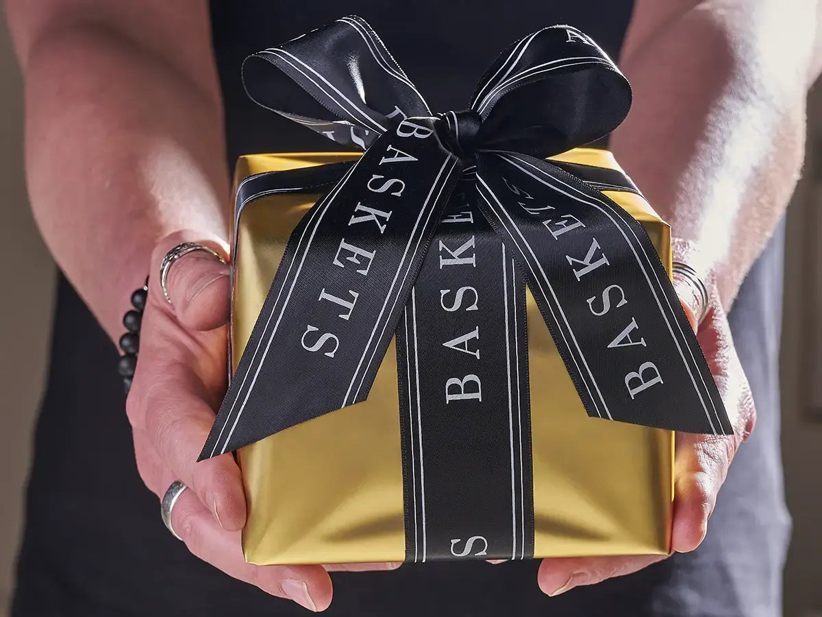 Fully arranged gift basket ready for recipient