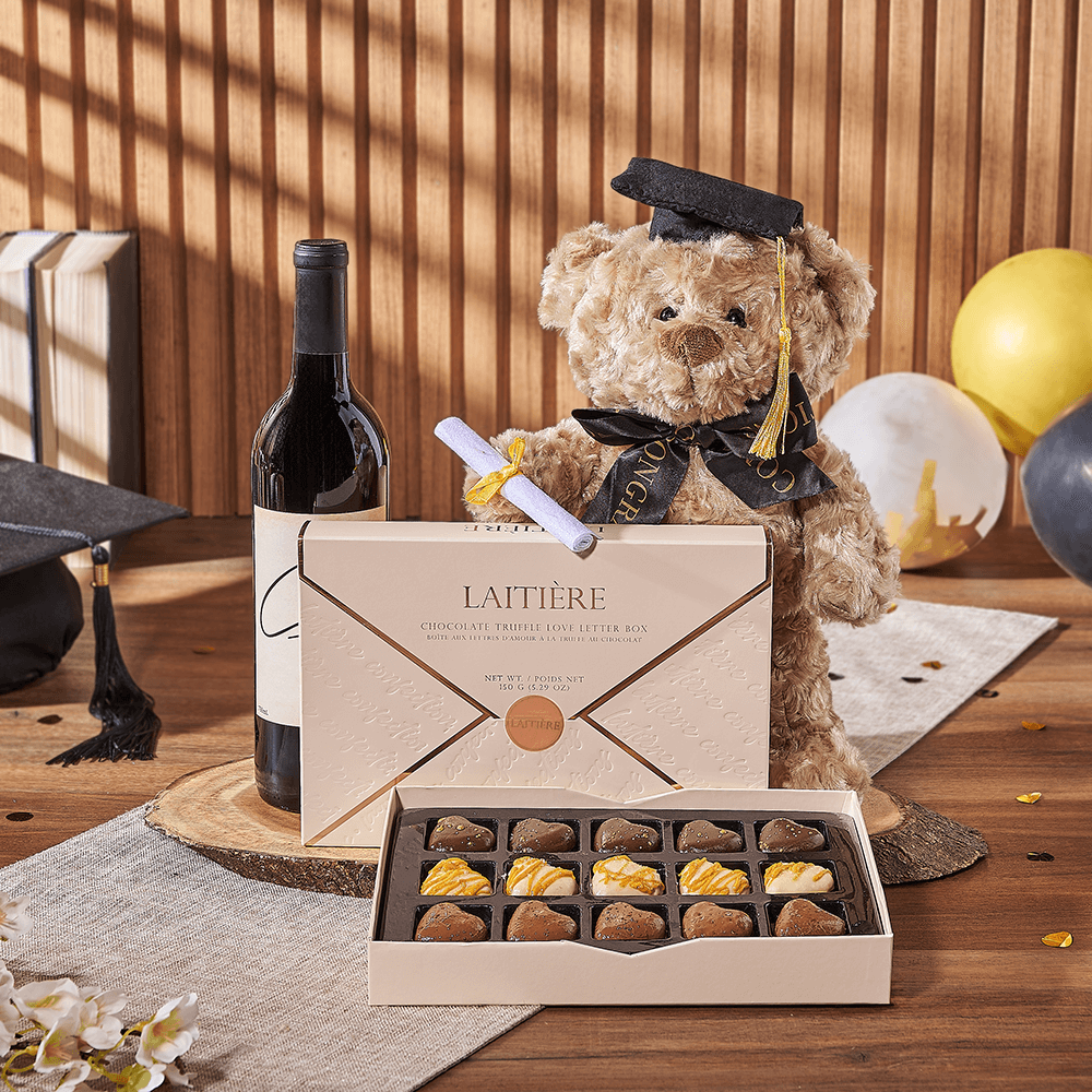 Love Letter to Graduation Gift, graduation gift, graduation, wine gift, wine, chocolate gift, chocolate, Boston delivery