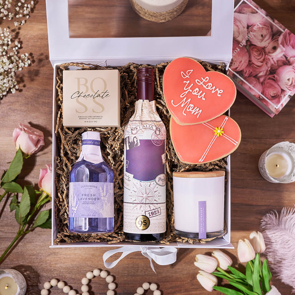 Luxurious Mother’s Day Spa Gift Box, mothers day gift, mothers day, spa gift, spa, wine gift, wine, bath & body gift, bath & body, Boston delivery