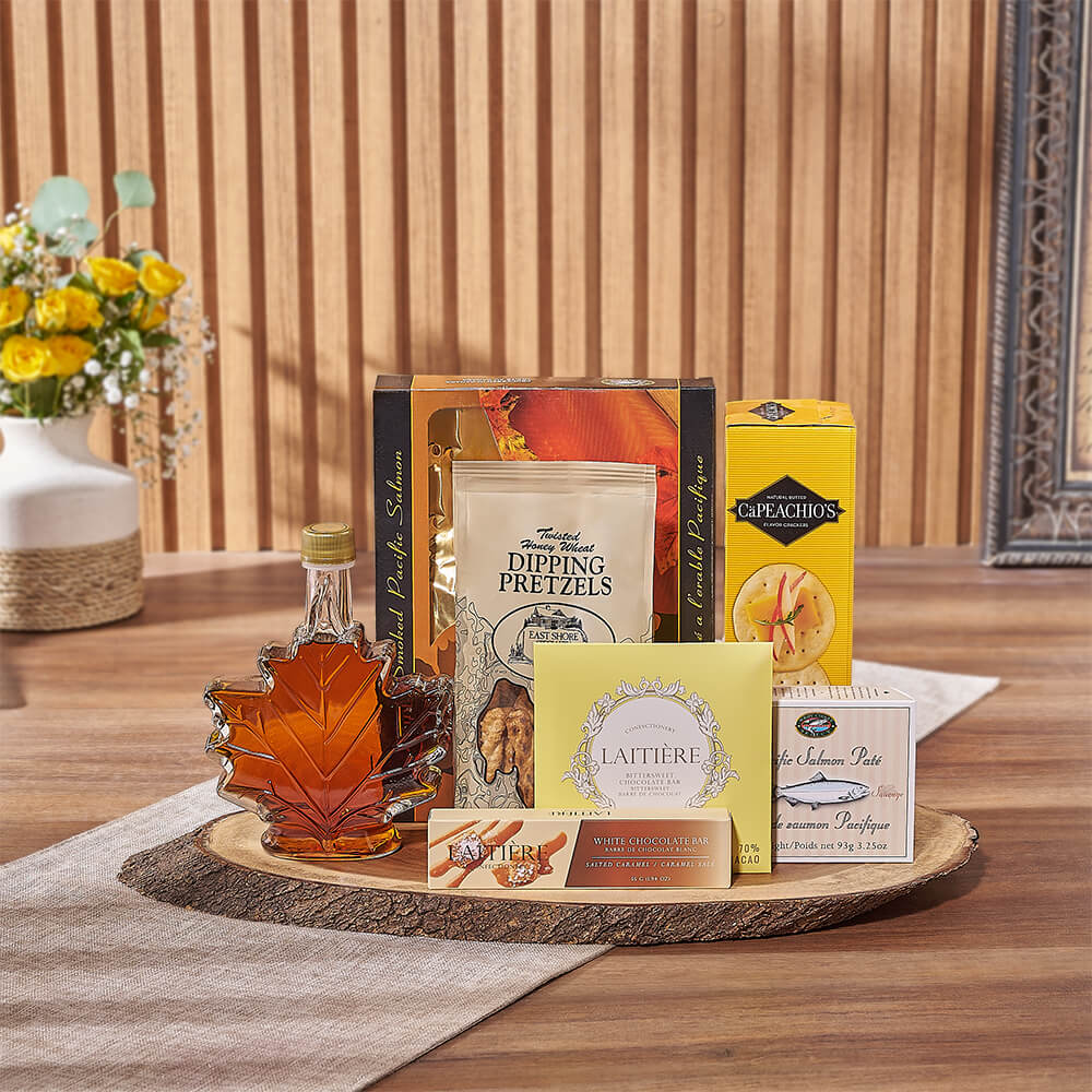 Salmon and Maple Treats Basket – how the gift is presented