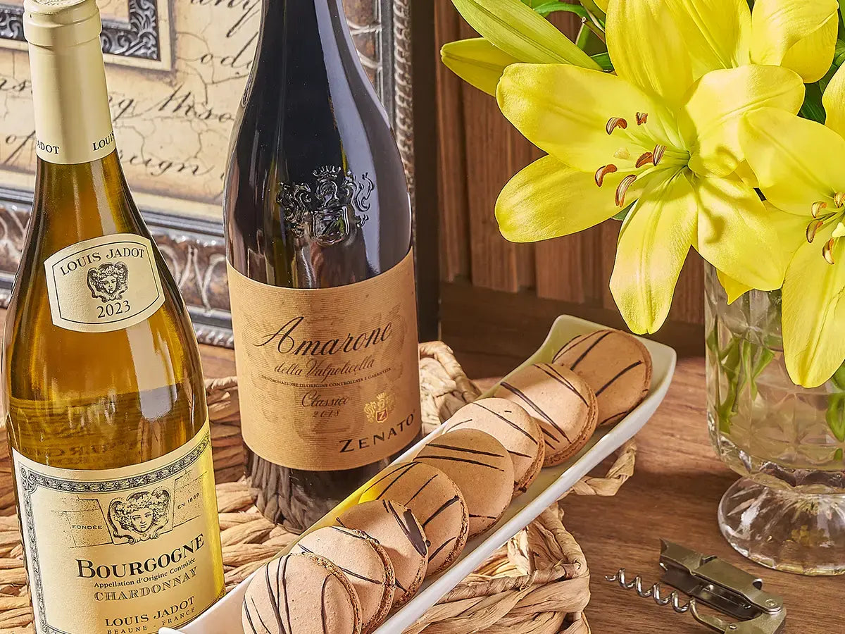 Assorted items in curated gift basket