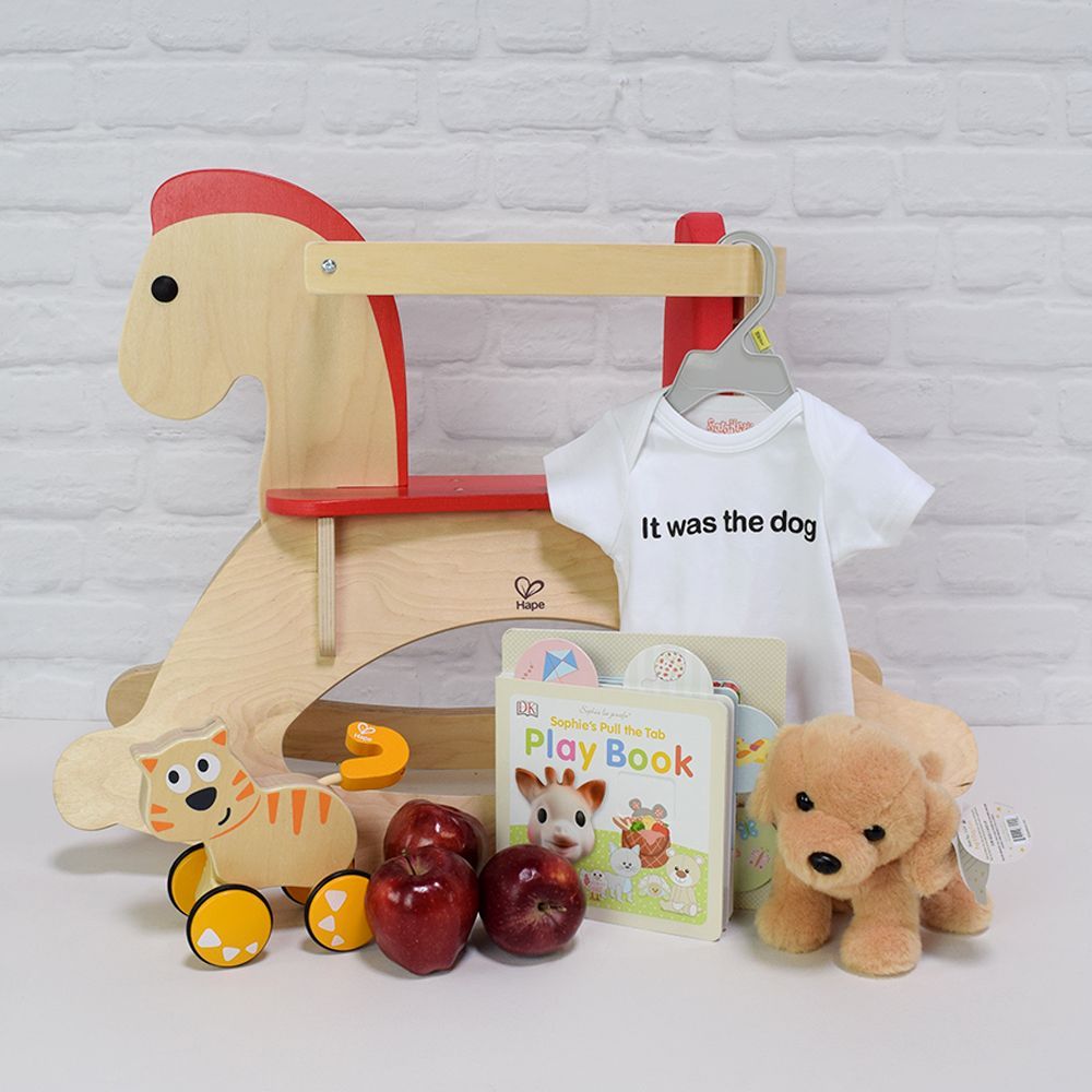 Baby Gift Set with Sarakety Onesie and Interactive Toys – how the gift is presented