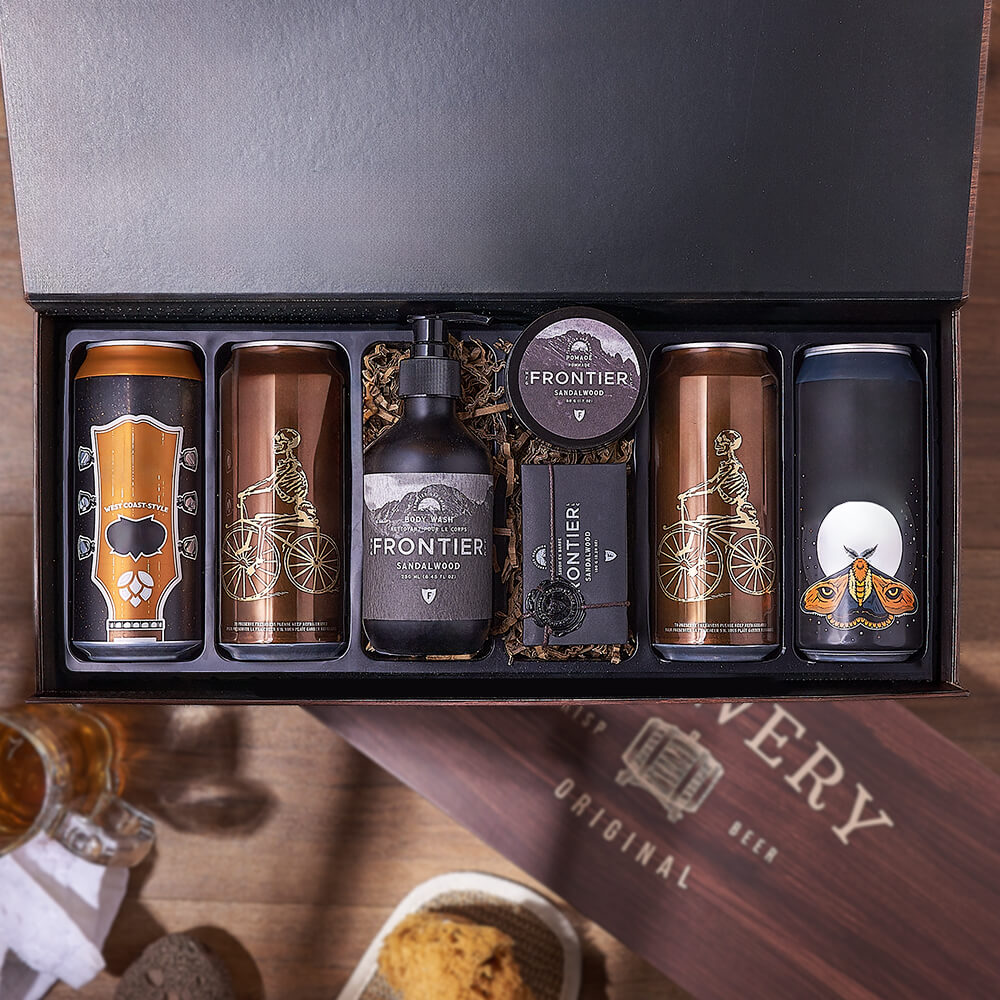 Craft Beer and Sandalwood Gift Basket – how the gift is presented