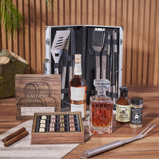 Smokin’ BBQ Grill Gift Set with Liquor – Liquor gift baskets – Los Angeles delivery - Boston Baskets - Boston Delivery