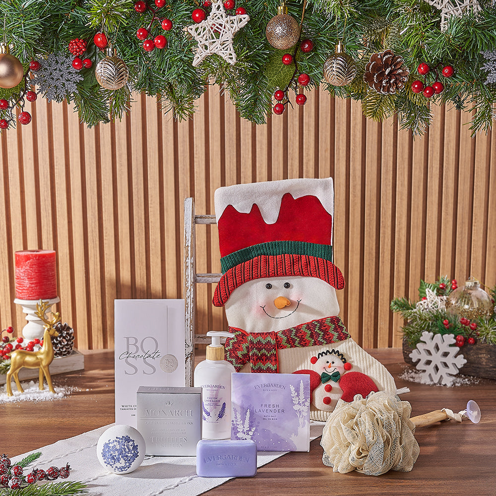 Deluxe Spa Gift Set in Stocking Presentation – how the gift is presented
