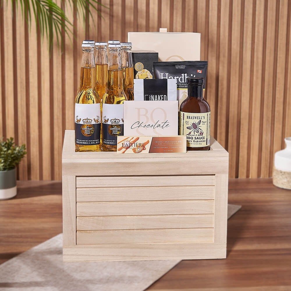 Corona Beer and Gourmet Chocolate Truffles Gift Basket – how the gift is presented
