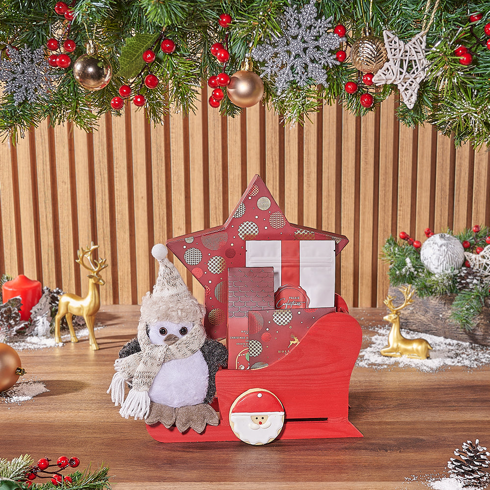 Holiday Season Hollyberry Truffle and Chocolate Gift Basket – how the gift is presented