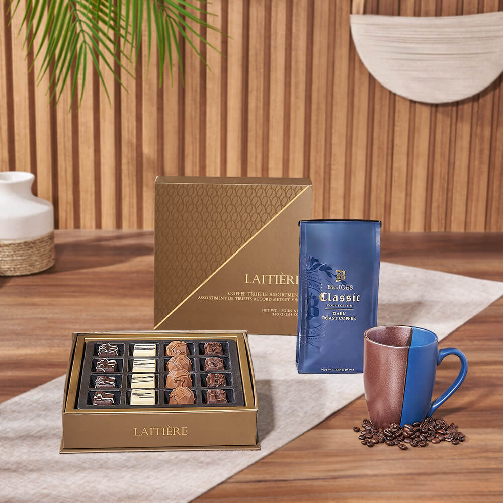 Classic Coffee and Truffle Gift Basket – how the gift is presented