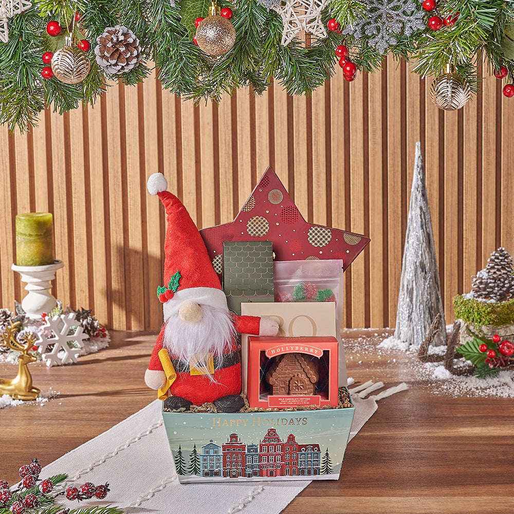 Holiday Star Box with Gourmet Chocolates Gift Basket – how the gift is presented