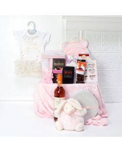 Pamper Mommy & Daughter Gift Set, baby gift baskets, baby boy, baby gift, new parent, baby, champagne
