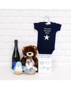 Champagne Basket for a Baby Boy 